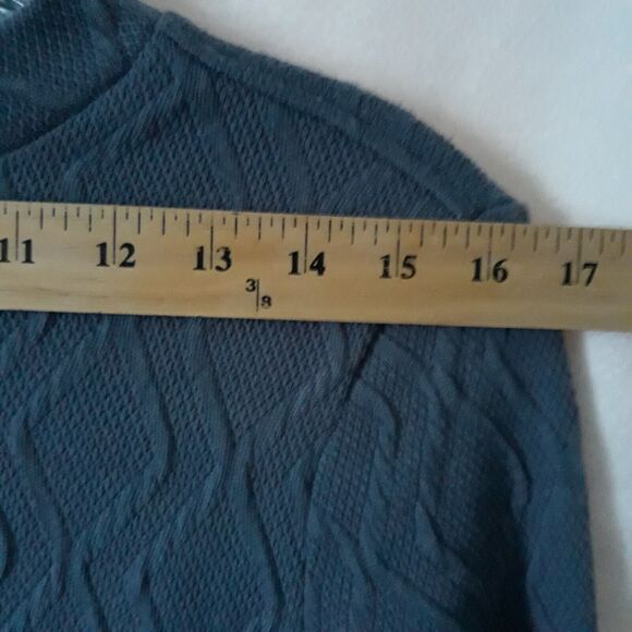 Cupio Mock Neck Womens Small Blue Cable Knit Stretch Cut Out Long Sleeve NWT - Picture 4 of 12